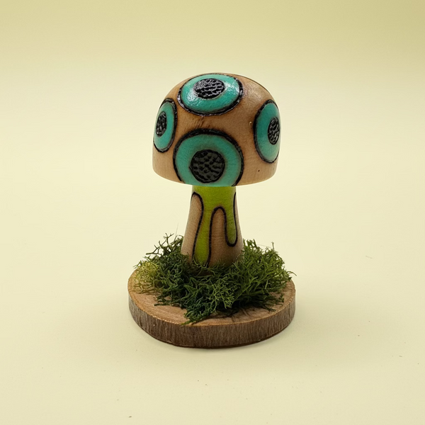 SMALL Mushroom Figurine w/Moss by OK Artist Impermanent State