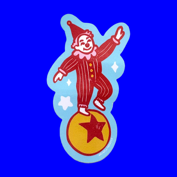 Balancing Clown Sticker by OK Artist Eliza Witty