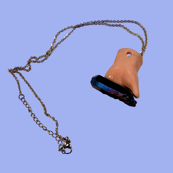 Porcelain Crystal Doll Hand Necklace by OK Artist Amelie's Anomalies