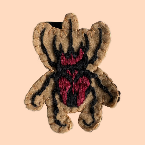 Embroidered Brown/Red Beetle Brooch by OK Artist Snotlobster