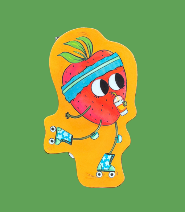 STRAWBERRY SKATER Sticker by OK Artist Austyn Draws