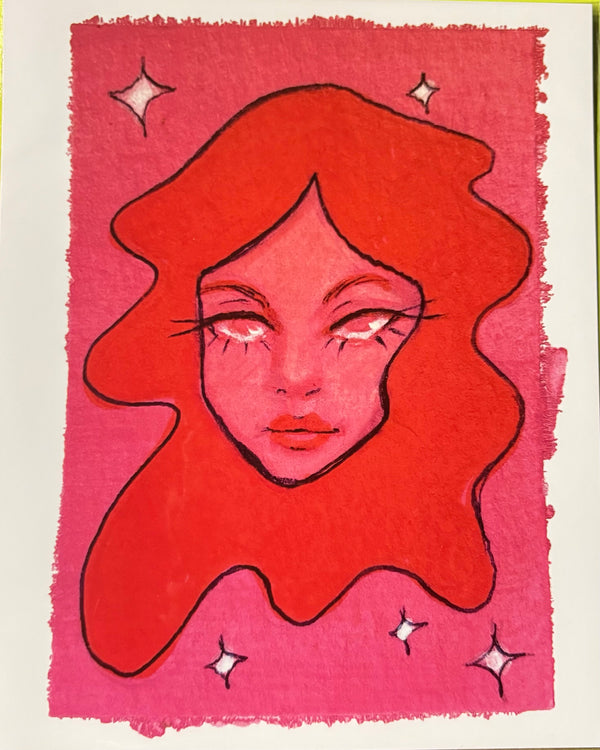 Red Haired Woman Print by OK Artist Rachel Helton Hart