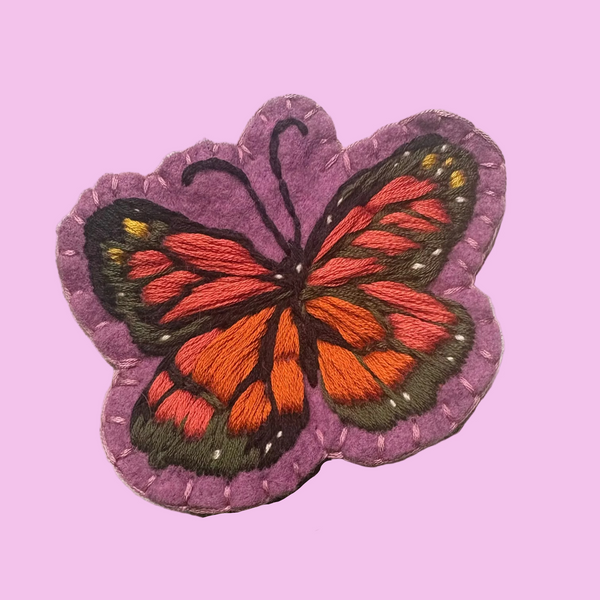 Embroidered Monarch Butterfly on Purple by OK Artist Snotlobster