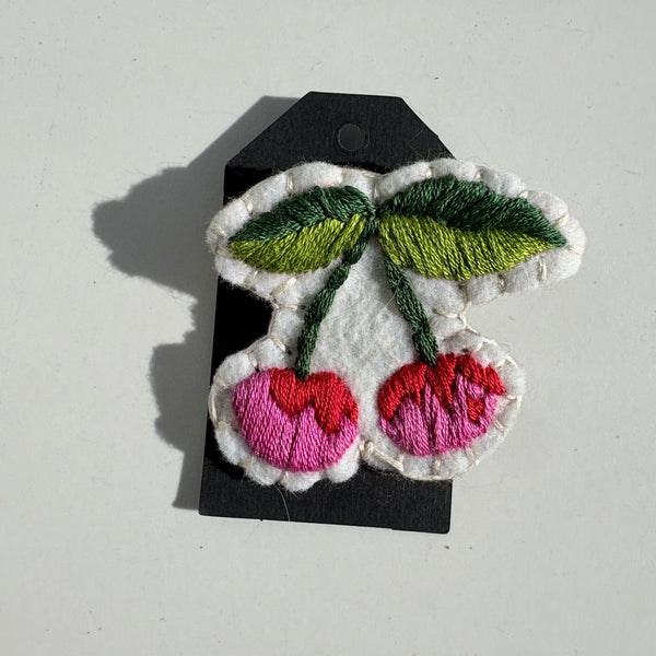 Embroidered Cherries Keychain by OK Artist Snotlobster